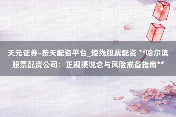 天元证券-按天配资平台_短线股票配资 **哈尔滨股票配资公司：正规渠说念与风险戒备指南**